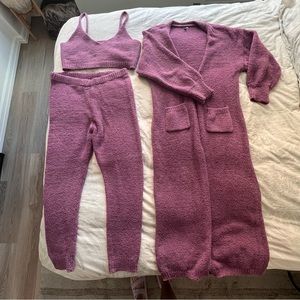 Great condition Fashion Nova Living In It 3 Piece Legging Set Plum 1XL